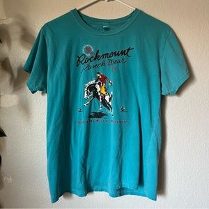 Rockmount Ranch Wear Bronc Cowboy Western Graphic Aqua T-Shirt